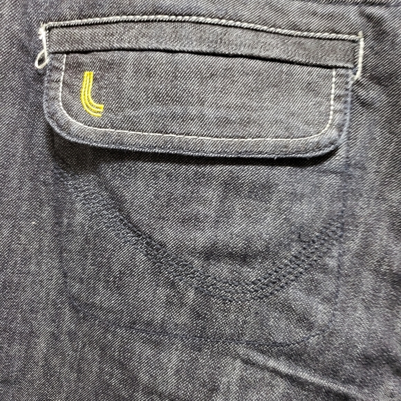 Lolé Organic Recycled Fibre Flared Leg Stretch Denim Yellow Threading S-12 NWOT - Picture 4 of 10